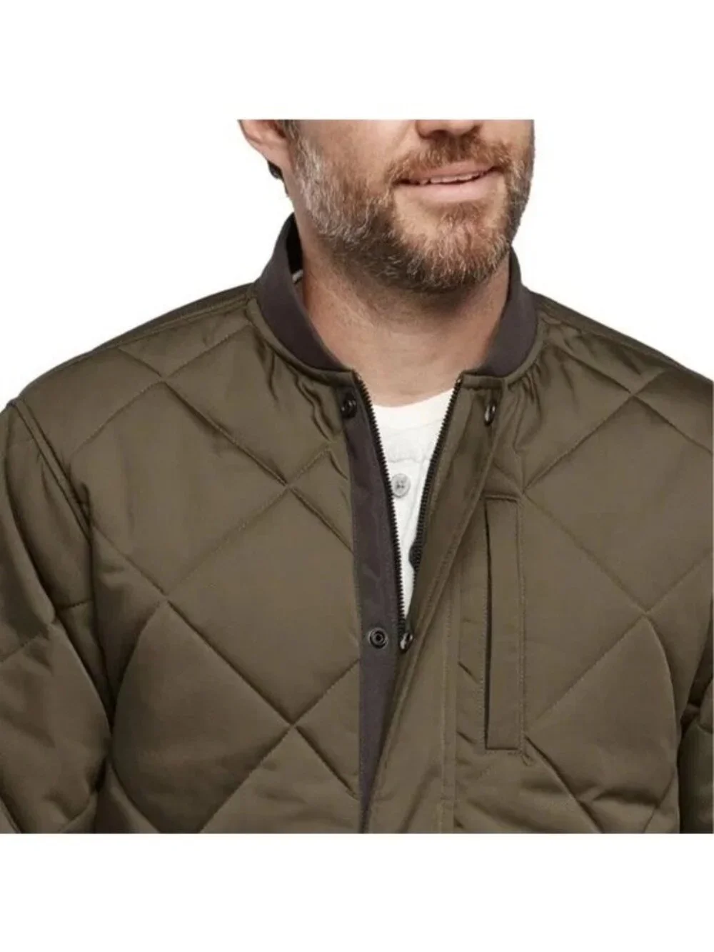 NWT Banana Republic Men's M Quilted Bomber Jacket Olive Green Polyester